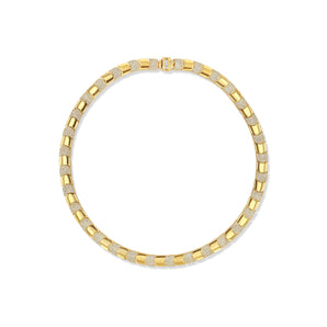 14K gold chevron necklace with pavé diamonds