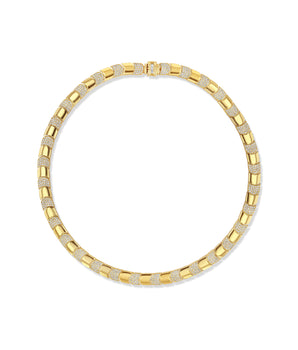 14K gold chevron necklace with pavé diamonds