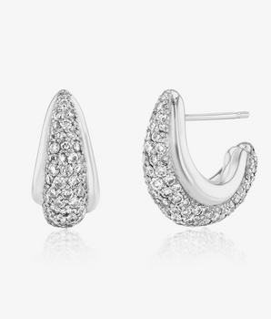 Orbit White Gold Pavé Earrings
