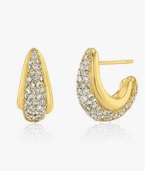 Orbit Yellow Gold Pavé Earrings