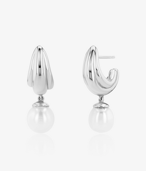 Orbit Pearl & White Gold Earrings