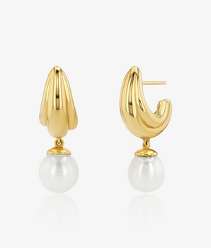 Orbit Pearl & Yellow Gold Earrings